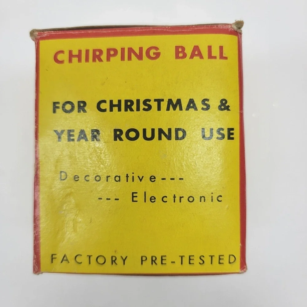Vtg Everglow Chirping Ball Ornament Gold Filigree Bird Sound-Works